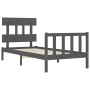 Gray solid wood bed frame with headboard 90x200 cm by vidaXL, Beds and slatted bases - Ref: Foro24-3193323, Price: 108,13 €, ...