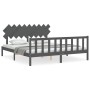 Estructura cama de matrimonio con cabecero madera maciza gris de vidaXL, Camas y somieres - Ref: Foro24-3193483, Precio: 165,...