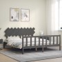 Estructura cama de matrimonio con cabecero madera maciza gris de vidaXL, Camas y somieres - Ref: Foro24-3193483, Precio: 165,...