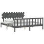 Estructura cama de matrimonio con cabecero madera maciza gris de vidaXL, Camas y somieres - Ref: Foro24-3193483, Precio: 165,...