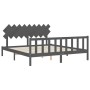 Estructura cama de matrimonio con cabecero madera maciza gris de vidaXL, Camas y somieres - Ref: Foro24-3193483, Precio: 165,...