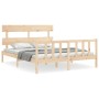 Estructura de cama de matrimonio con cabecero madera maciza de vidaXL, Camas y somieres - Ref: Foro24-3193276, Precio: 146,42...