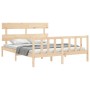 Double bed frame with solid wood headboard by vidaXL, Beds and slatted bases - Ref: Foro24-3193276, Price: 146,42 €, Discount: %