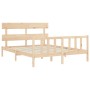 Double bed frame with solid wood headboard by vidaXL, Beds and slatted bases - Ref: Foro24-3193276, Price: 146,42 €, Discount: %