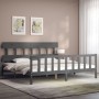 Double bed frame with gray solid wood headboard by vidaXL, Beds and slatted bases - Ref: Foro24-3193353, Price: 165,02 €, Dis...