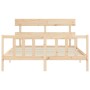 Double bed frame with solid wood headboard by vidaXL, Beds and slatted bases - Ref: Foro24-3193276, Price: 146,42 €, Discount: %