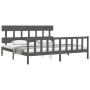 Double bed frame with gray solid wood headboard by vidaXL, Beds and slatted bases - Ref: Foro24-3193353, Price: 165,02 €, Dis...