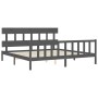 Double bed frame with gray solid wood headboard by vidaXL, Beds and slatted bases - Ref: Foro24-3193353, Price: 165,02 €, Dis...