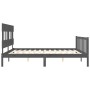 Double bed frame with gray solid wood headboard by vidaXL, Beds and slatted bases - Ref: Foro24-3193353, Price: 165,02 €, Dis...