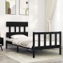 Bed frame with black solid wood headboard 100x200 cm by vidaXL, Beds and slatted bases - Ref: Foro24-3193330, Price: 129,99 €...