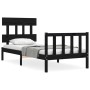 Bed frame with black solid wood headboard 100x200 cm by vidaXL, Beds and slatted bases - Ref: Foro24-3193330, Price: 129,99 €...