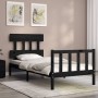 Bed frame with black solid wood headboard 100x200 cm by vidaXL, Beds and slatted bases - Ref: Foro24-3193330, Price: 129,99 €...