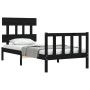 Bed frame with black solid wood headboard 100x200 cm by vidaXL, Beds and slatted bases - Ref: Foro24-3193330, Price: 129,99 €...