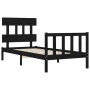 Bed frame with black solid wood headboard 100x200 cm by vidaXL, Beds and slatted bases - Ref: Foro24-3193330, Price: 129,99 €...