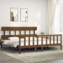 Honey brown solid wood bed frame with headboard by vidaXL, Beds and slatted bases - Ref: Foro24-3193354, Price: 161,33 €, Dis...