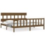 Honey brown solid wood bed frame with headboard by vidaXL, Beds and slatted bases - Ref: Foro24-3193354, Price: 161,33 €, Dis...