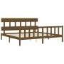 Estructura de cama con cabecero madera maciza marrón miel de vidaXL, Camas y somieres - Ref: Foro24-3193354, Precio: 161,33 €...