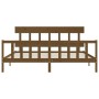 Honey brown solid wood bed frame with headboard by vidaXL, Beds and slatted bases - Ref: Foro24-3193354, Price: 161,33 €, Dis...