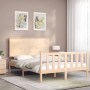 Double bed frame with solid wood headboard by vidaXL, Beds and slatted bases - Ref: Foro24-3193371, Price: 120,81 €, Discount: %