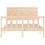 Estructura de cama de matrimonio con cabecero madera maciza de vidaXL, Camas y somieres - Ref: Foro24-3193371, Precio: 120,81...