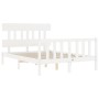 Double bed frame with white solid wood headboard by vidaXL, Beds and slatted bases - Ref: Foro24-3193312, Price: 148,68 €, Di...