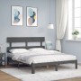 Estructura de cama matrimonio con cabecero madera maciza gris de vidaXL, Camas y somieres - Ref: Foro24-3193538, Precio: 148,...