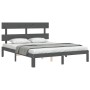 Estructura de cama matrimonio con cabecero madera maciza gris de vidaXL, Camas y somieres - Ref: Foro24-3193538, Precio: 148,...