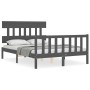 Estructura de cama con cabecero madera maciza gris 140x200 cm de vidaXL, Camas y somieres - Ref: Foro24-3193338, Precio: 157,...