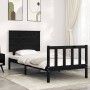 Single bed frame with black solid wood headboard by vidaXL, Beds and slatted bases - Ref: Foro24-3193365, Price: 128,56 €, Di...