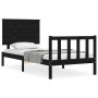 Single bed frame with black solid wood headboard by vidaXL, Beds and slatted bases - Ref: Foro24-3193365, Price: 128,56 €, Di...