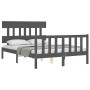 Estructura de cama con cabecero madera maciza gris 140x200 cm de vidaXL, Camas y somieres - Ref: Foro24-3193338, Precio: 157,...