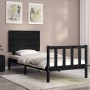 Single bed frame with black solid wood headboard by vidaXL, Beds and slatted bases - Ref: Foro24-3193365, Price: 128,56 €, Di...