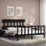 Bed frame with black solid wood headboard 160x200 cm by vidaXL, Beds and slatted bases - Ref: Foro24-3193350, Price: 178,06 €...