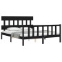 Bed frame with black solid wood headboard 160x200 cm by vidaXL, Beds and slatted bases - Ref: Foro24-3193350, Price: 178,06 €...