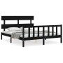 Bed frame with black solid wood headboard 160x200 cm by vidaXL, Beds and slatted bases - Ref: Foro24-3193285, Price: 174,20 €...