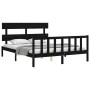 Bed frame with black solid wood headboard 160x200 cm by vidaXL, Beds and slatted bases - Ref: Foro24-3193285, Price: 174,20 €...