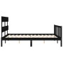 Bed frame with black solid wood headboard 160x200 cm by vidaXL, Beds and slatted bases - Ref: Foro24-3193285, Price: 174,20 €...