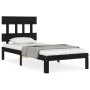 Single bed frame with black solid wood headboard by vidaXL, Beds and slatted bases - Ref: Foro24-3193560, Price: 103,99 €, Di...