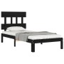 Single bed frame with black solid wood headboard by vidaXL, Beds and slatted bases - Ref: Foro24-3193560, Price: 103,99 €, Di...