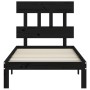 Single bed frame with black solid wood headboard by vidaXL, Beds and slatted bases - Ref: Foro24-3193560, Price: 103,99 €, Di...