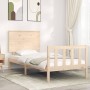 Bed frame with solid wood headboard 90x200 cm by vidaXL, Beds and slatted bases - Ref: Foro24-3193386, Price: 100,90 €, Disco...