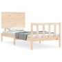 Bed frame with solid wood headboard 90x200 cm by vidaXL, Beds and slatted bases - Ref: Foro24-3193386, Price: 100,90 €, Disco...