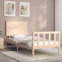 Bed frame with solid wood headboard 90x200 cm by vidaXL, Beds and slatted bases - Ref: Foro24-3193386, Price: 100,90 €, Disco...