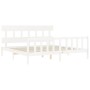 Double bed frame with white solid wood headboard by vidaXL, Beds and slatted bases - Ref: Foro24-3193352, Price: 163,57 €, Di...