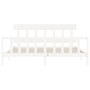 Double bed frame with white solid wood headboard by vidaXL, Beds and slatted bases - Ref: Foro24-3193352, Price: 163,57 €, Di...