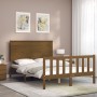 Honey brown solid wood bed frame and headboard 120x200 cm by vidaXL, Beds and slatted bases - Ref: Foro24-3193399, Price: 137...