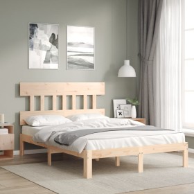 Bed frame with solid wood headboard 120x200 cm by vidaXL, Beds and slatted bases - Ref: Foro24-3193591, Price: 111,99 €, Disc...