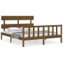 Honey brown wooden bed frame with headboard 160x200 cm by vidaXL, Beds and slatted bases - Ref: Foro24-3193284, Price: 159,99...