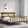 Honey brown wooden bed frame with headboard 160x200 cm by vidaXL, Beds and slatted bases - Ref: Foro24-3193284, Price: 159,99...