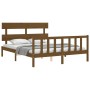 Honey brown wooden bed frame with headboard 160x200 cm by vidaXL, Beds and slatted bases - Ref: Foro24-3193284, Price: 159,99...